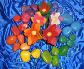 5 bunte Filzblumen